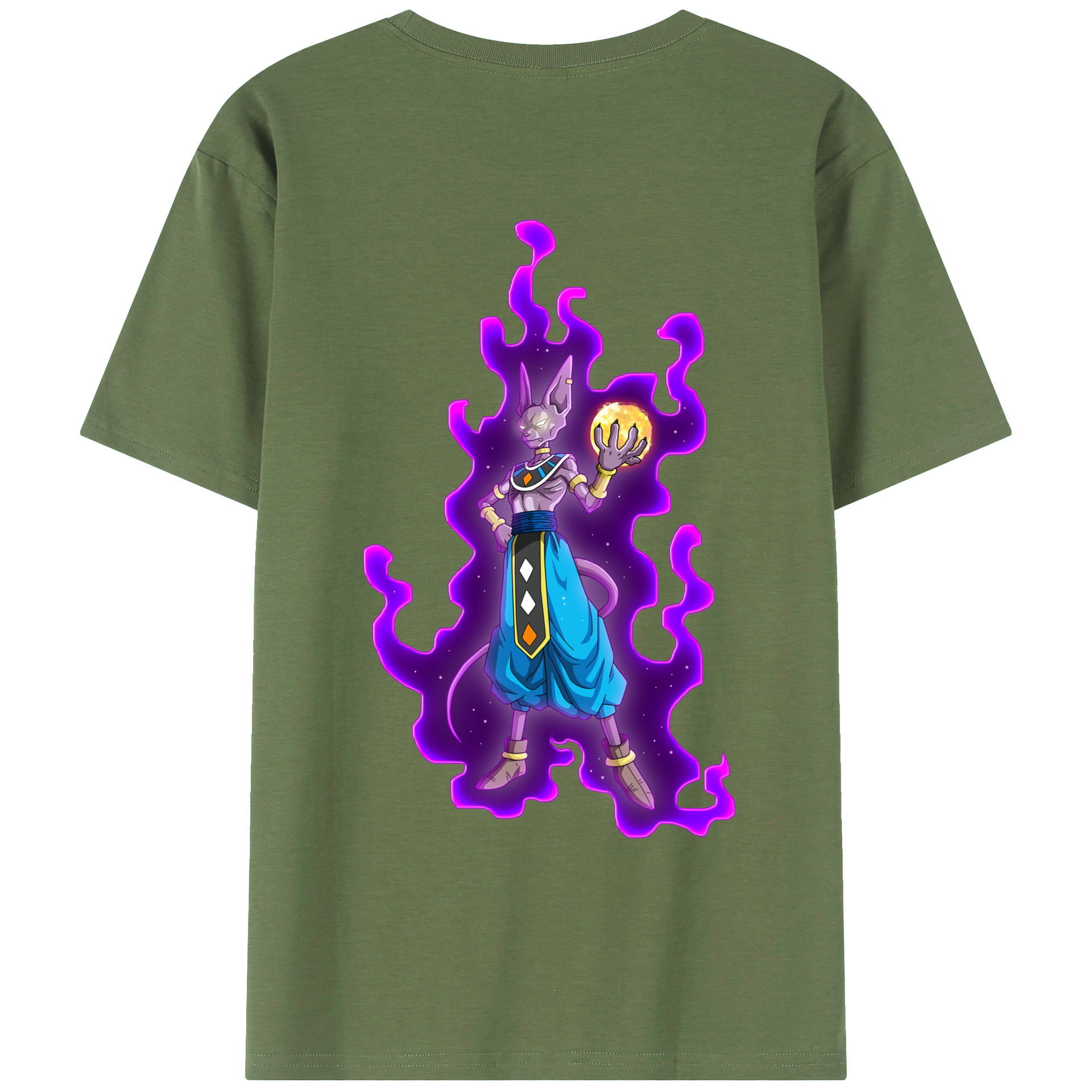 （画像用） ドラゴンボール ビルス 破壊神ビルス DRAGON BALL Beerus Birusu 綿100％ メンズ半袖Tシャツ（バックプリント） 通気性